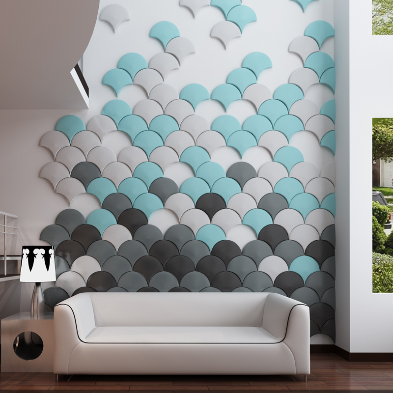 Panel de pared suave blanco interior azulejo de mosaico 3D
